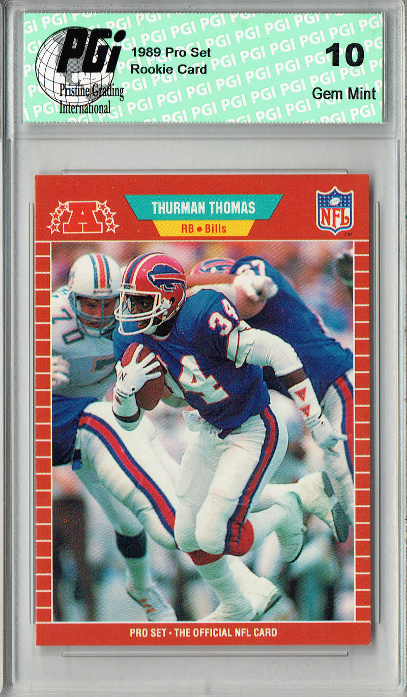 Thurman Thomas 1989 Pro Set #32 Hall of Fame Buffalo Bills Rookie Card PGI 10