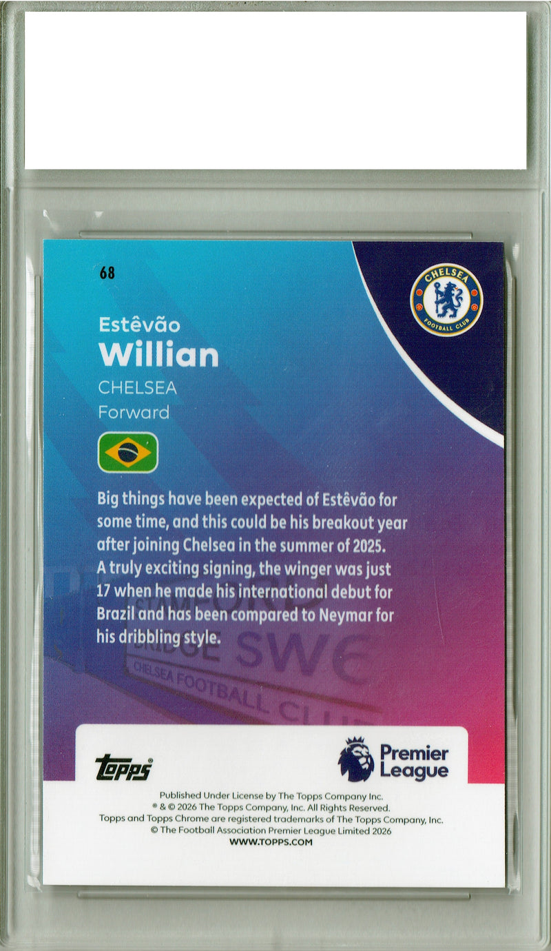 Estevao Willian 2025-26 Topps Chrome #68 Rookie Card PGI 10