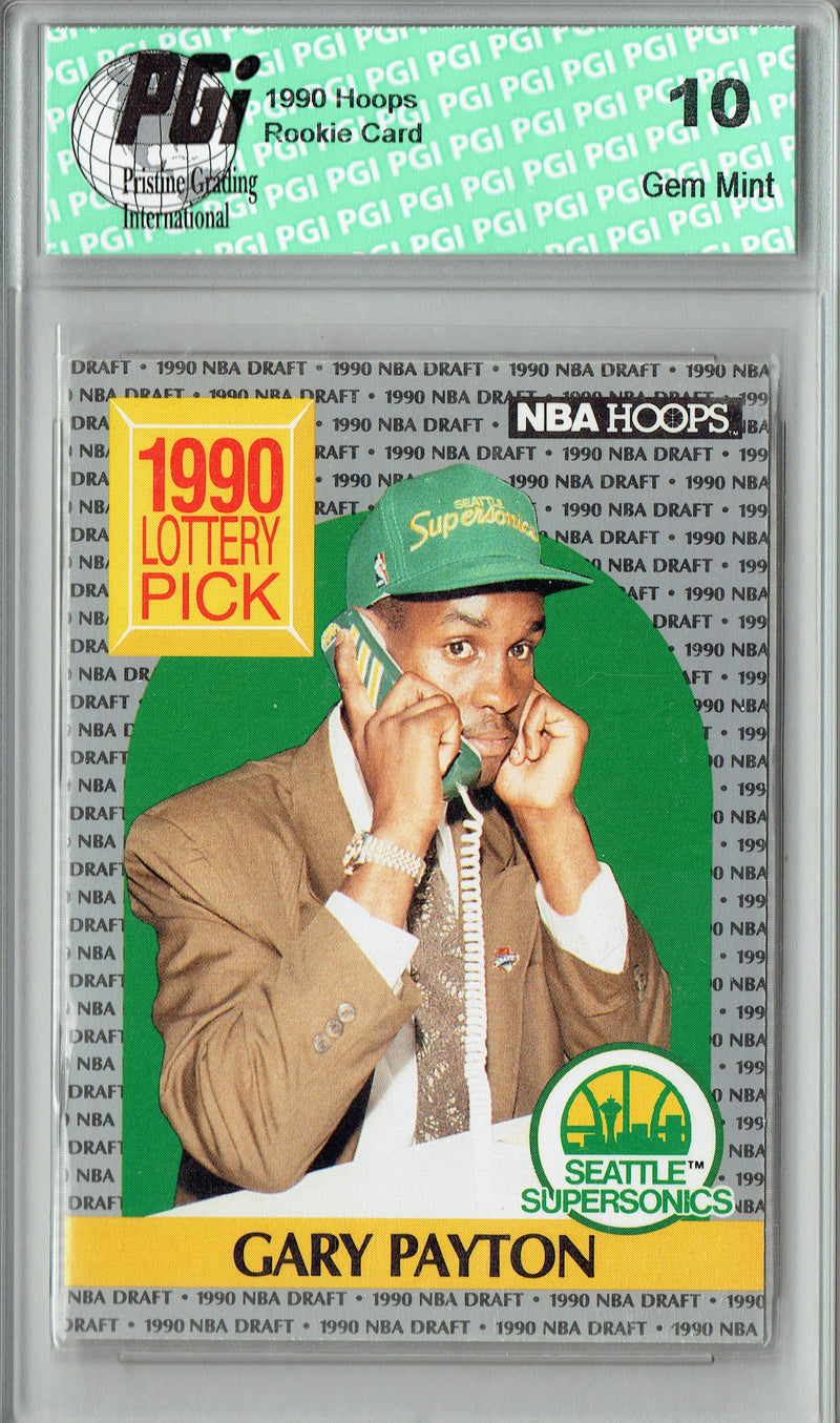 Gary Payton 1990 Hoops #391 NBA Draft Rookie Card PGI 10