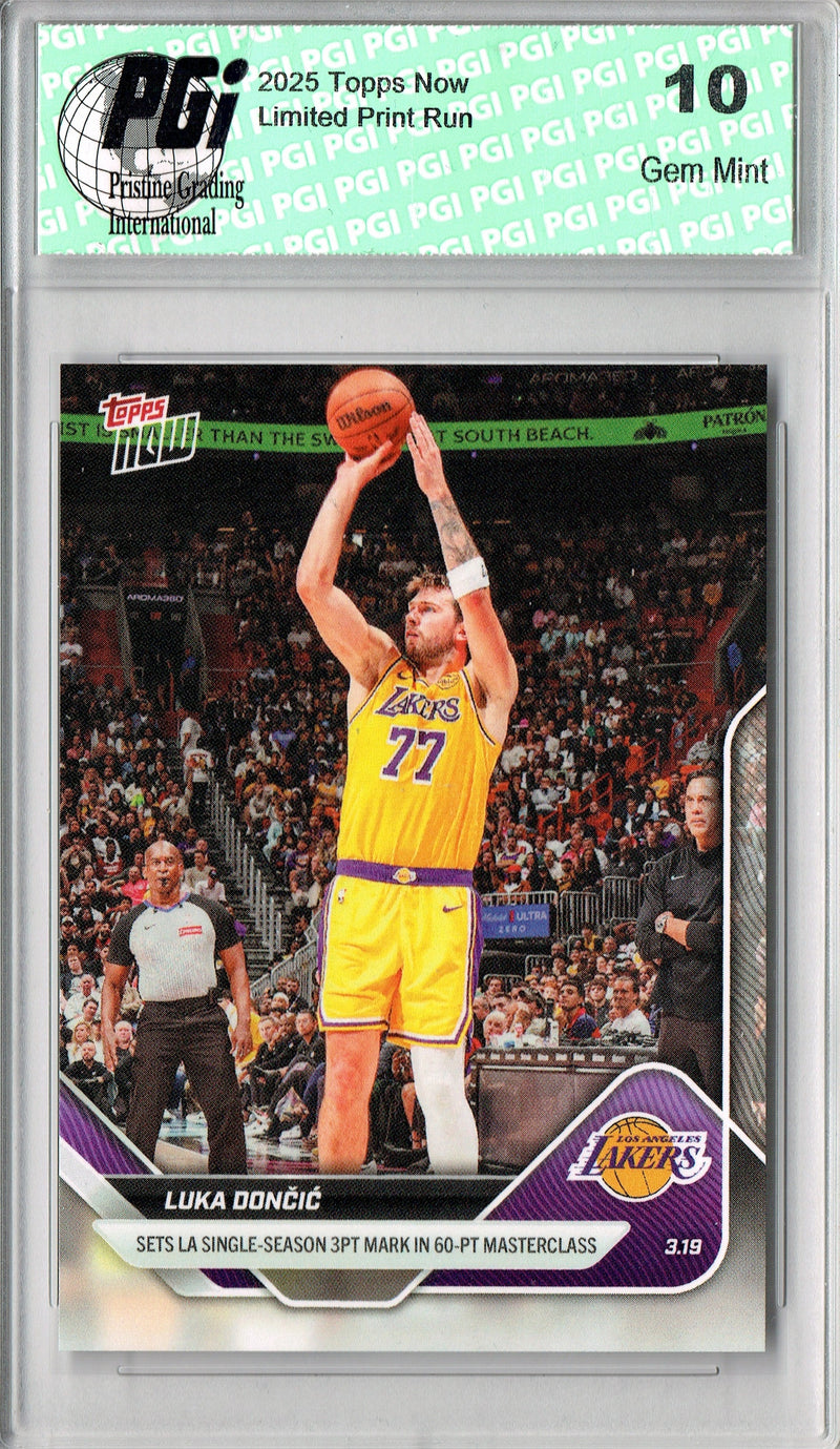 Luka Doncic 2026 Topps Now #216 60 pt. Masterclass Lakers Card PGI 10