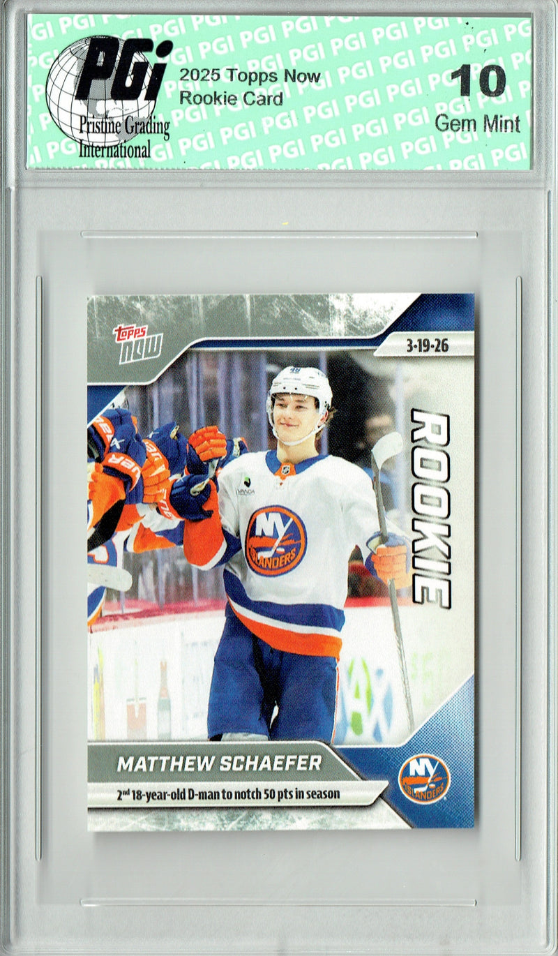 Matthew Schaefer 2025 Topps Now #126 Sticker Rookie Card PGI 10