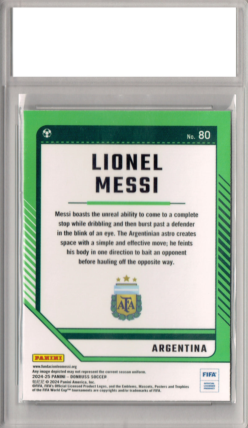 Certified Mint+ Lionel Messi 2024 Donruss Optic #80 Argentina Champions Rare Trading Card Argentina