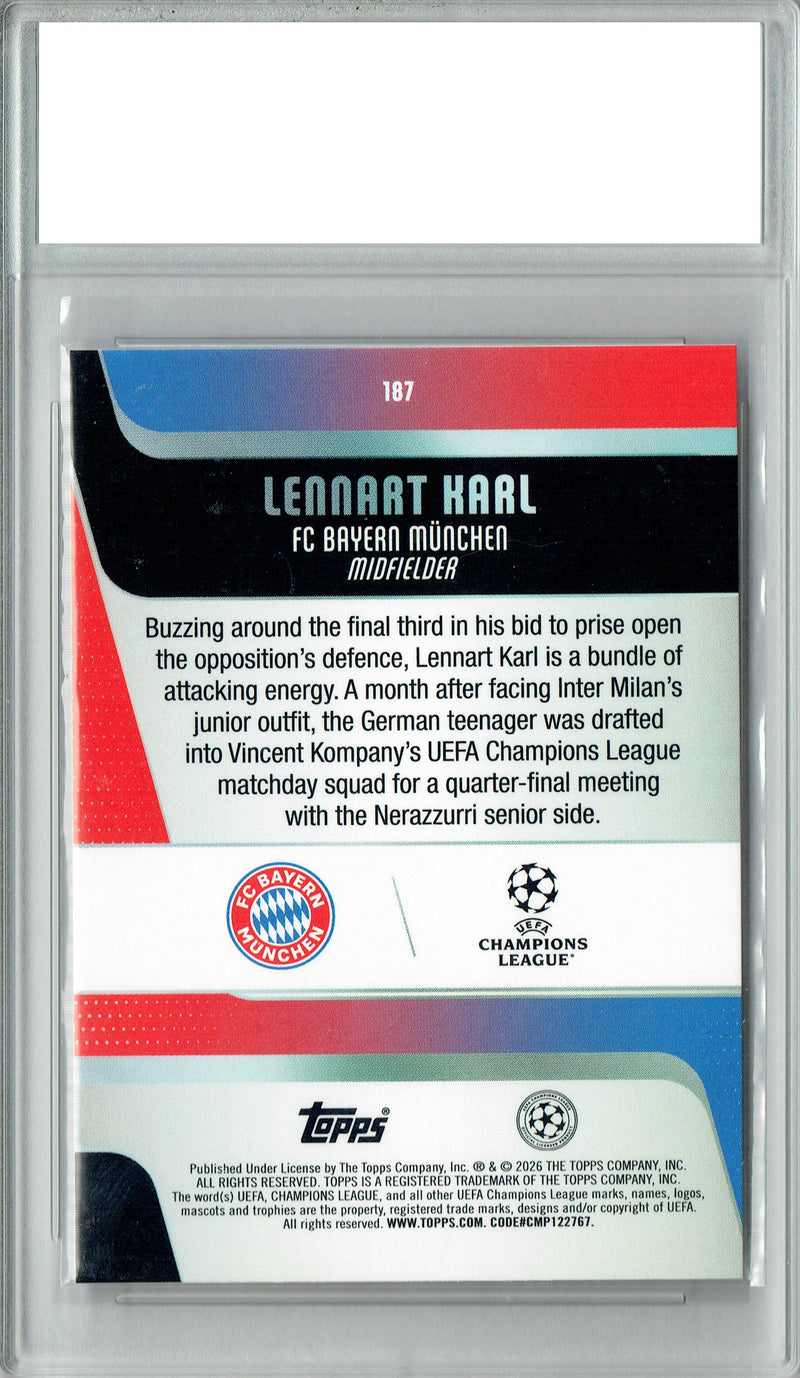 Lennart Karl 2025 Topps #187 Rookie Card PGI 10