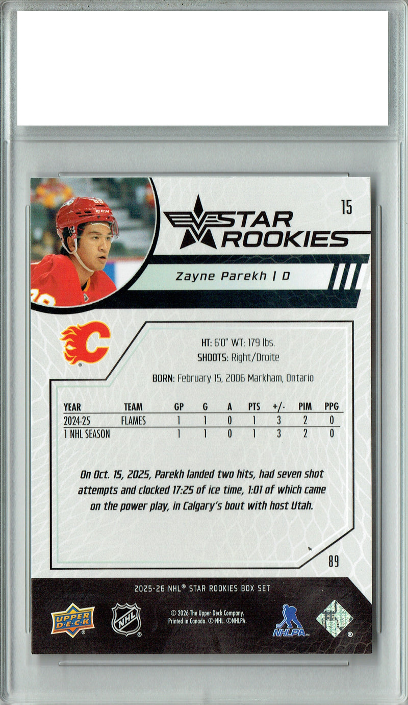 Zayne Parekh 2025 U.D. Star Rookies #15 Special Collection Rookie Card PGI 10