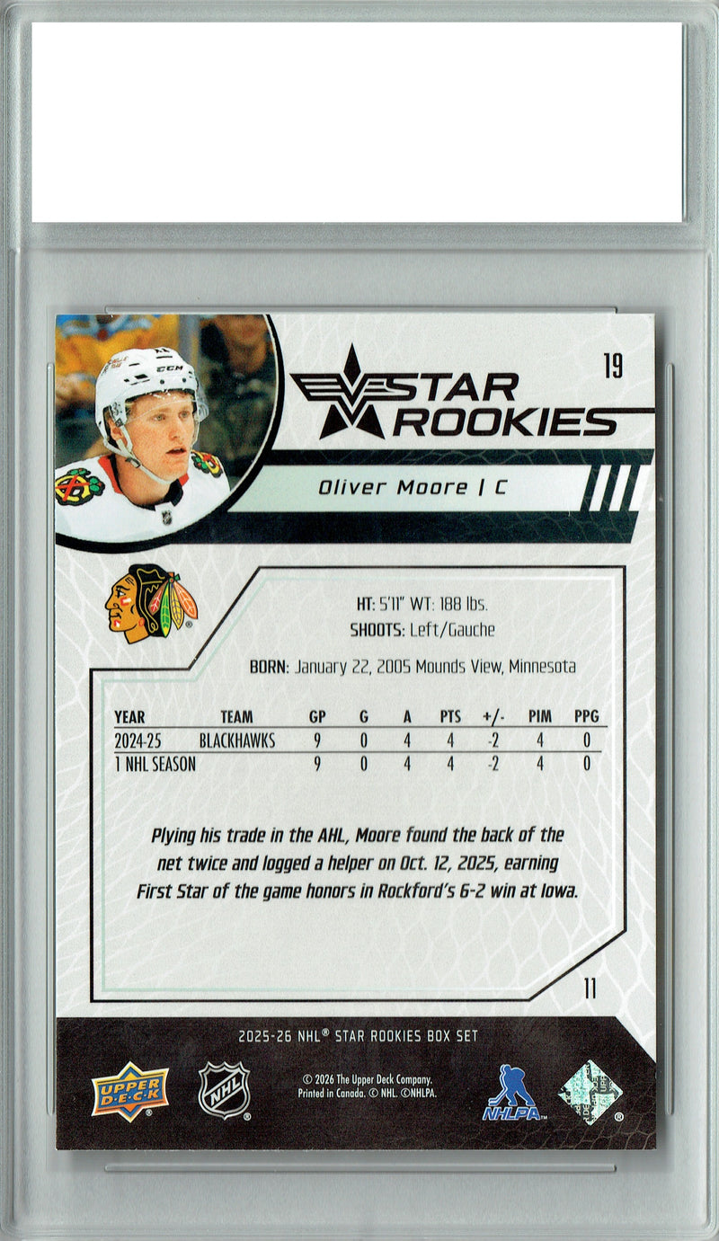 Oliver Moore 2025 U.D. Star Rookies #19 Special Collection Rookie Card PGI 10