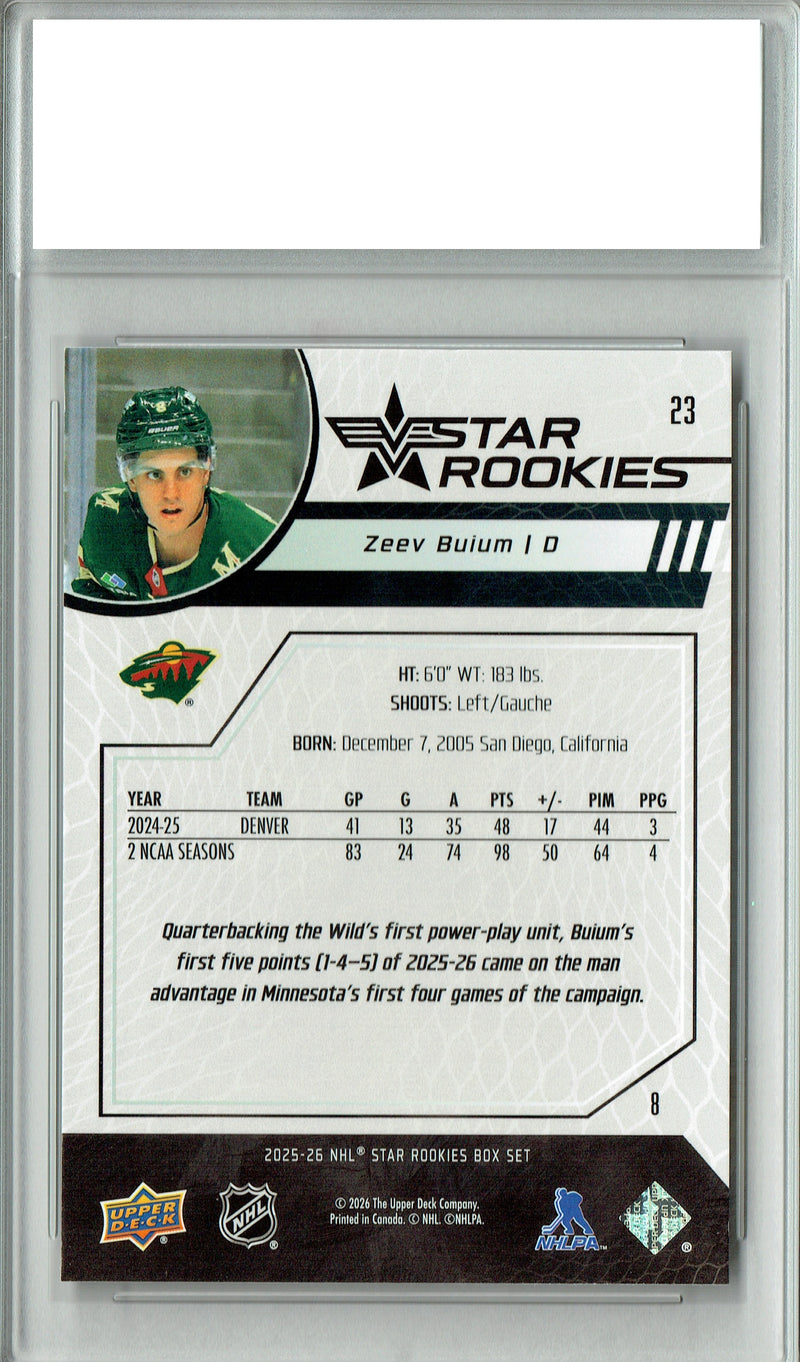 Zeev Buium 2025 U.D. Star Rookies #23 Special Collection Rookie Card PGI 10