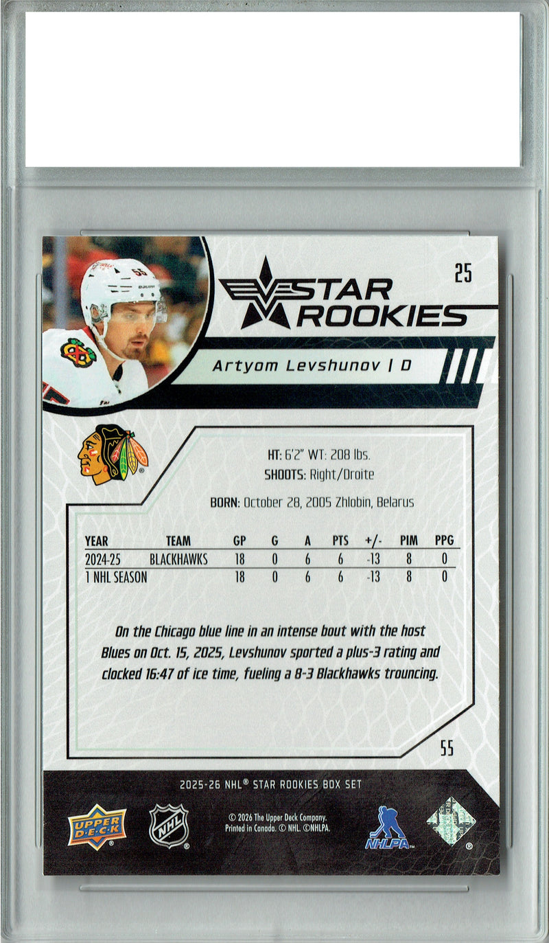 Certified Mint+ Oliver Moore 2025 U.D. Star Rookies #19 Special Collection Rookie Card Chicago Blackhawks