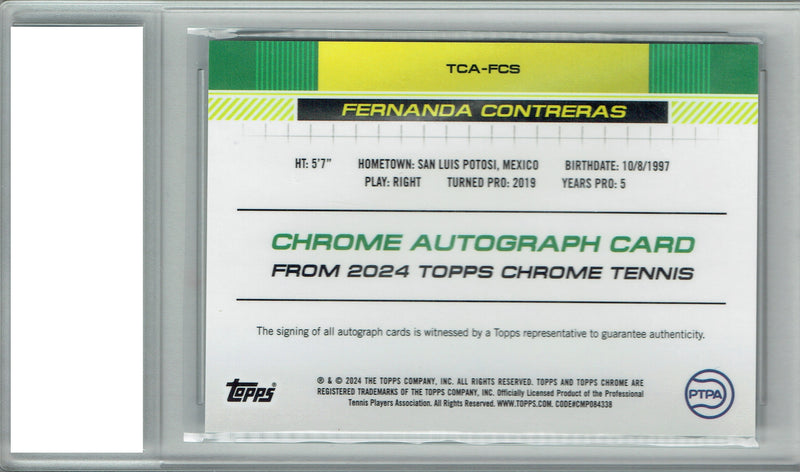 Fernanda Contreras 2025 Topps Chrome #TCA-FCS Auto Rare Trading Card PGI 10