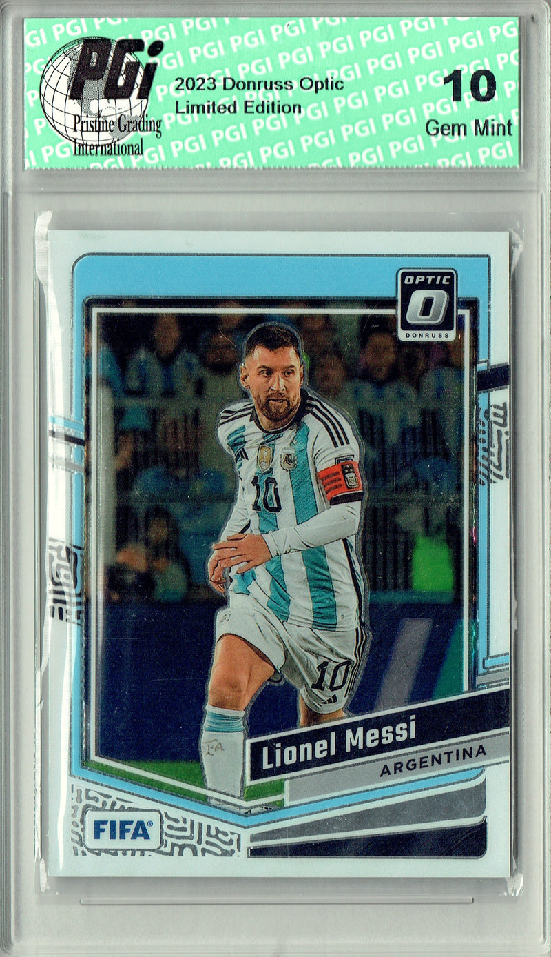Lionel Messi 2023 Donruss Optic #1 World Cup Argentina Rare Trading Card PGI 10