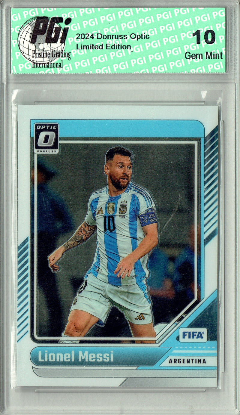 Lionel Messi 2024 Donruss Optic #80 Argentina Champions Rare Trading Card PGI 10