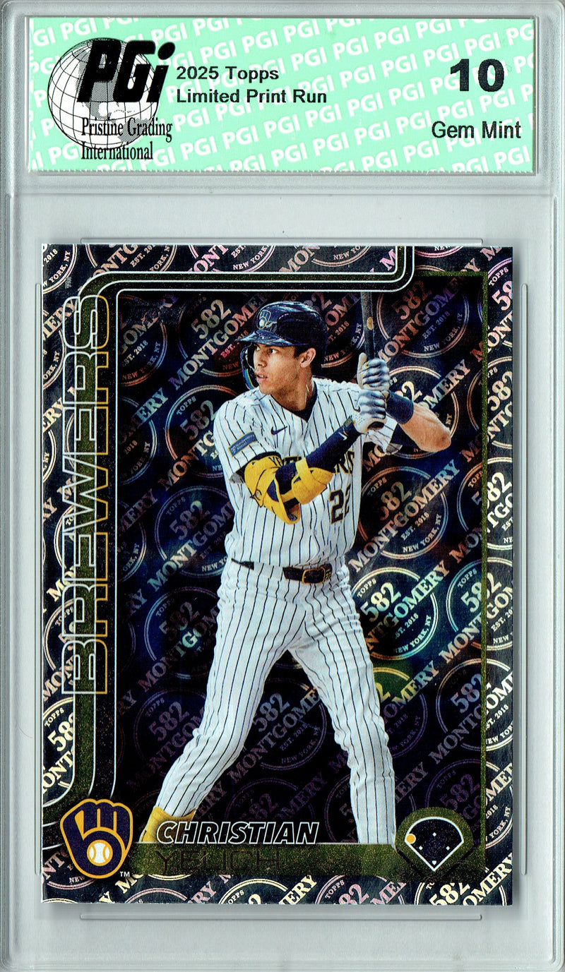 Christian Yelich 2025 Topps 582 Montgomery #49 Foil SP Rare Trading Card PGI 10