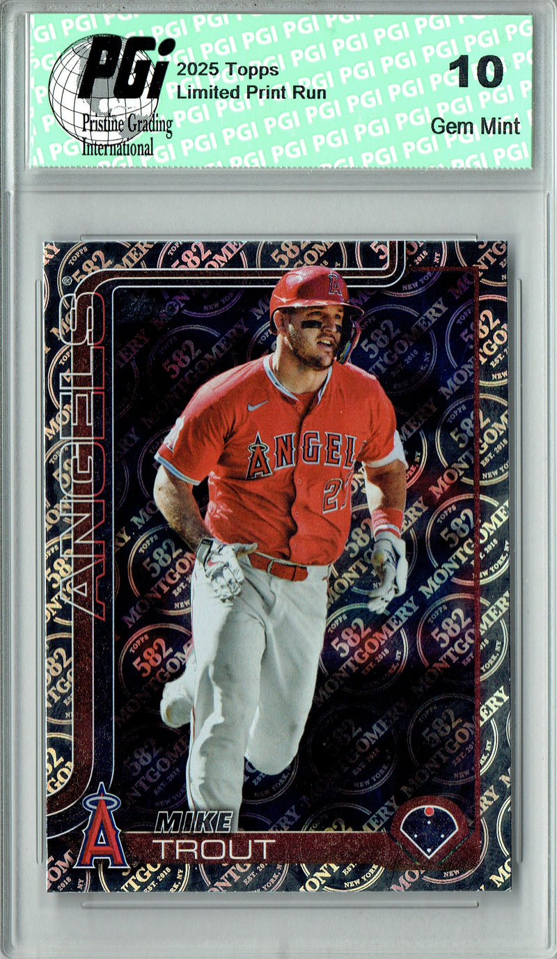 Mike Trout 2025 Topps 582 Montgomery #200 Foil SP Rare Trading Card PGI 10