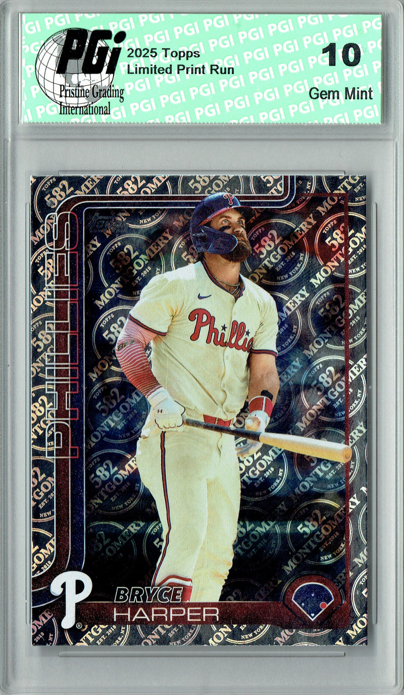 Bryce Harper 2025 Topps 582 Montgomery #250 Foil SP Rare Trading Card PGI 10