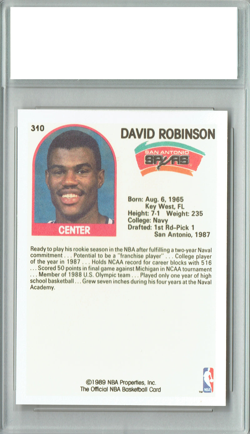 David Robinson 1989 NBA Hoops #310 The Admiral Rookie Card PGI 10