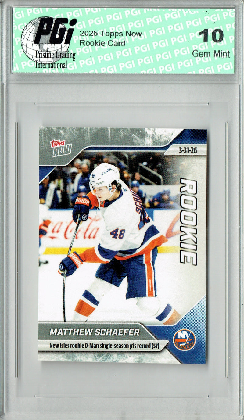 Matthew Schaeffer 2025 Topps Now #135 Single Season Pts Record Rookie Card PGI 10