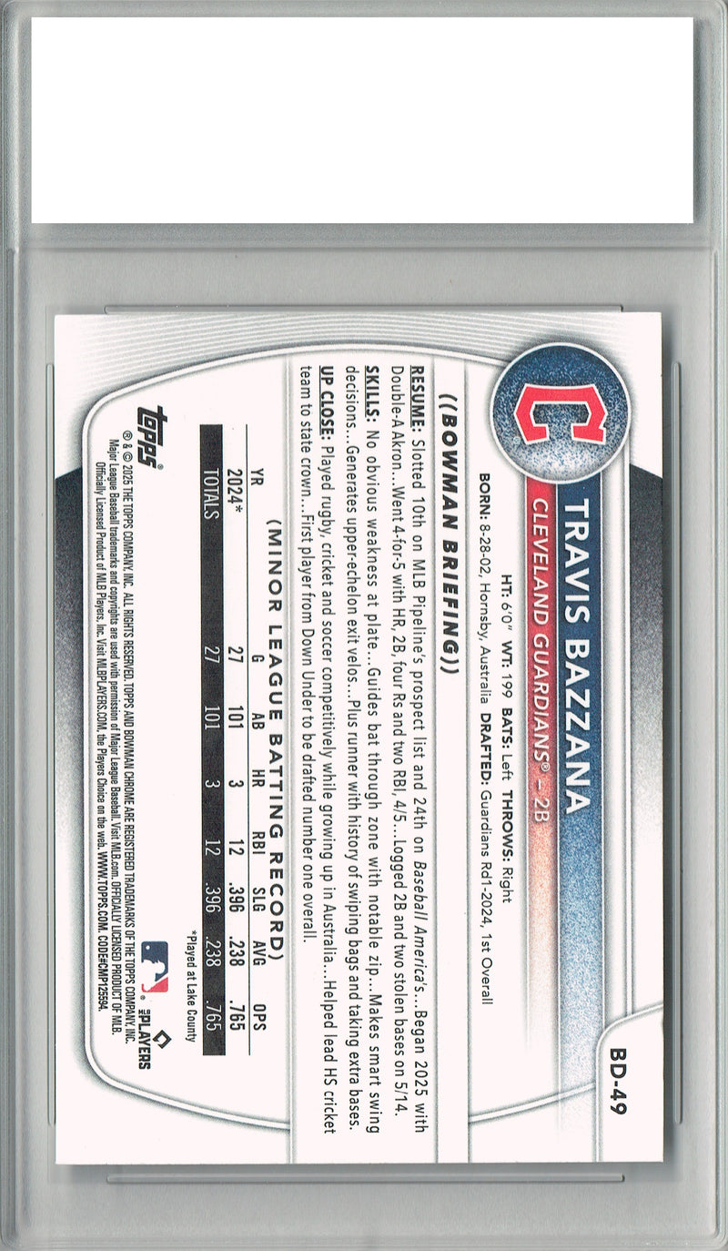 Travis Bazzana 2025 Bowman #BD-49 Rookie Card PGI 10