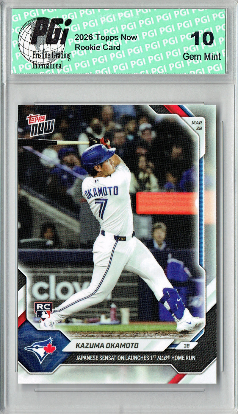 Kazuma Okamoto 2026 Topps Now #25 1st MLB Home Run Rookie Card PGI 10
