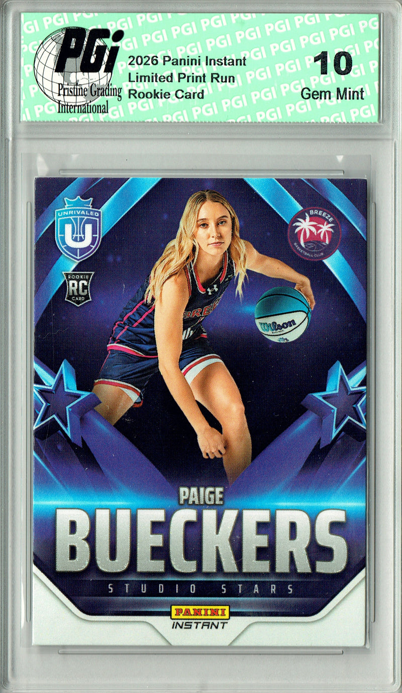 Paige Bueckers 2026 Panini Instant #3 Unrivaled Studio Stars Rookie Card PGI 10