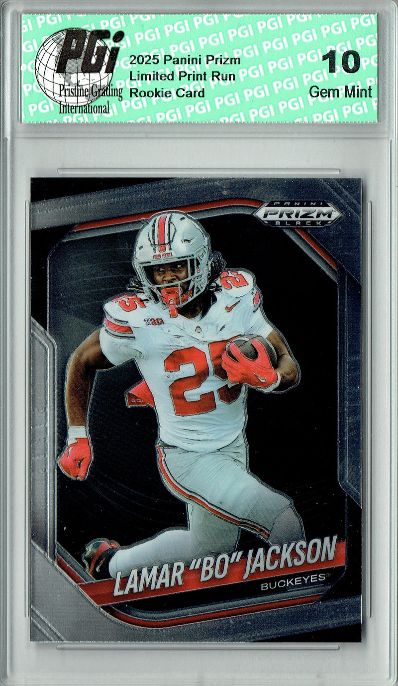 Lamar Bo Jackson Rookie Card 2025 Prizm #168 PGI 10 Gem Mint Trading Card Ohio State Buckeyes Football