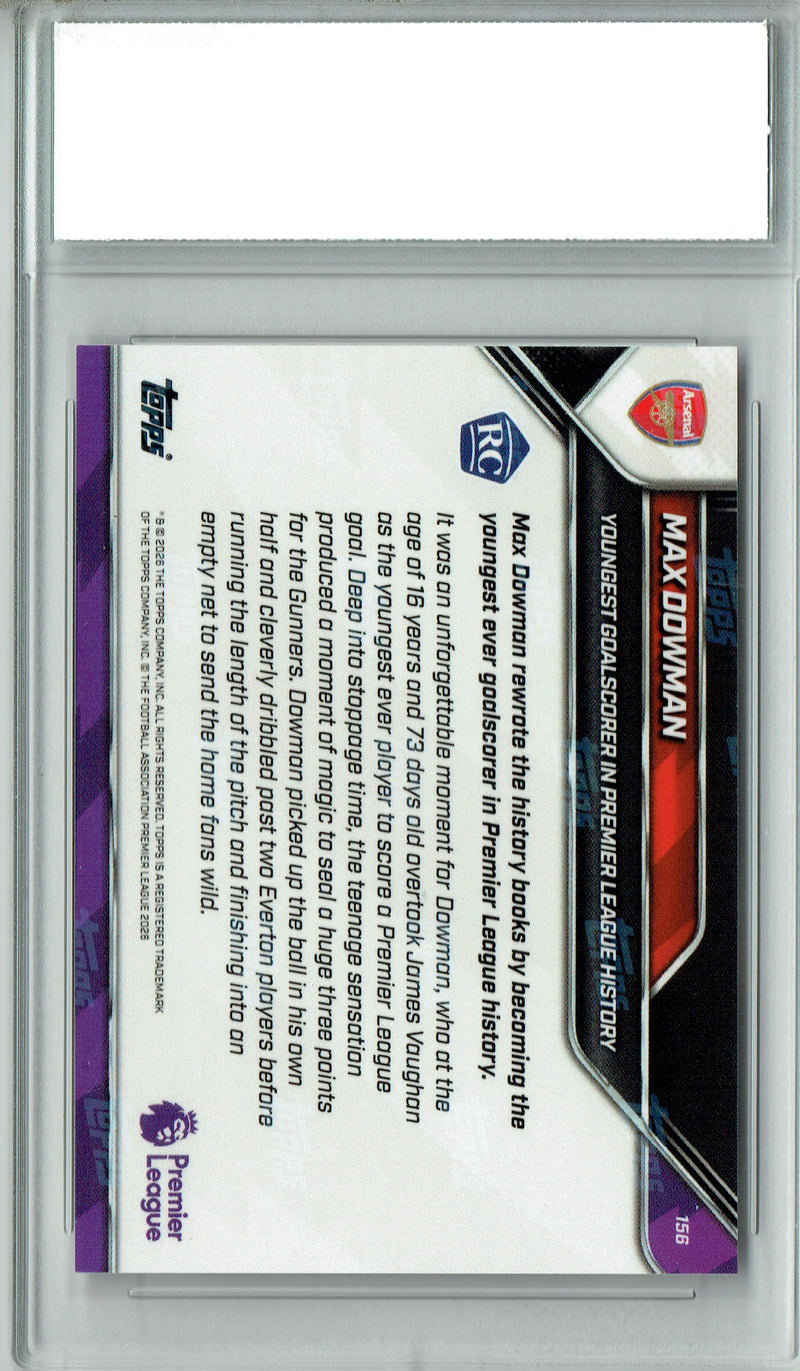 Max Dowman 2025 Rookie Card Topps Now #156 Youngest Goalscorer in History CM+ Arsenal Soccer Trading Card