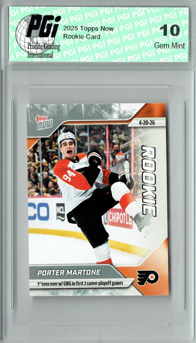 Porter Martone Rookie Card Philadelphia Flyers Hockey Sticker 2025 Topps Now #153 PGI 10 Gem Mint Sticker