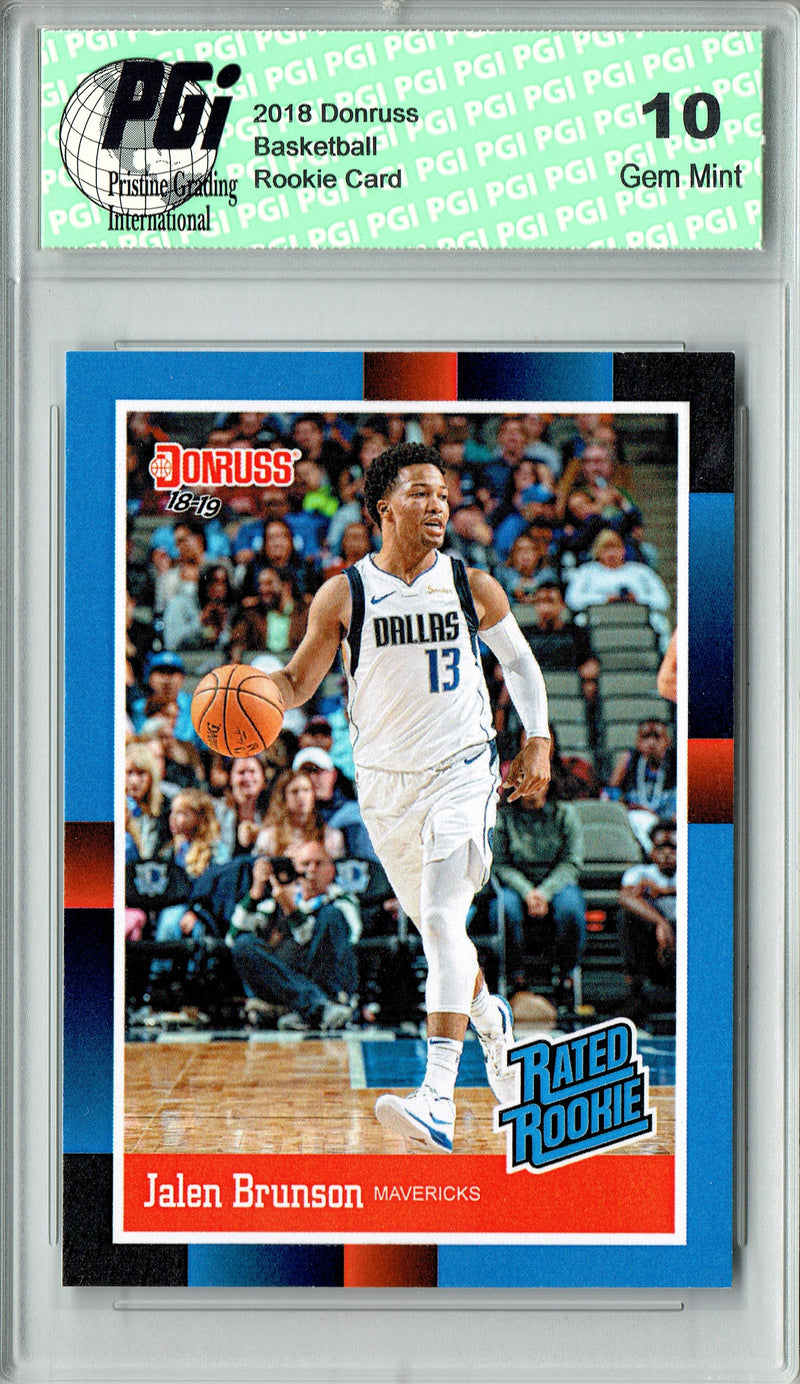 Jalen Brunson Rookie Card 2018 Donruss Basketball Retro Rated Rookie Trading Card #RR31 PGI 10 Gem Mint Dallas Mavericks