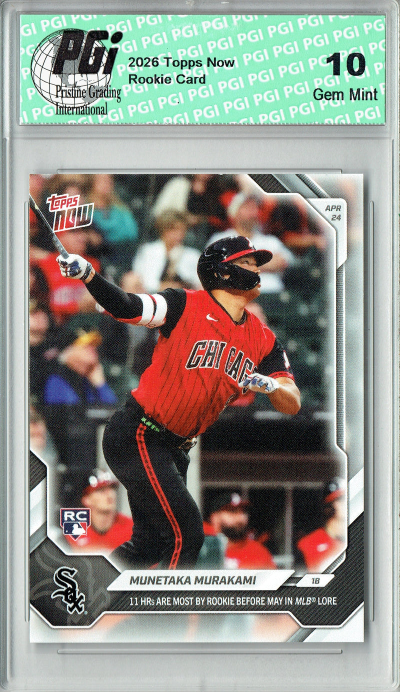 Munetaka Murakami Rookie Card Chicago White Sox Baseball Trading Card 2026 Topps Now #120 PGI 10 Gem Mint Most HR's