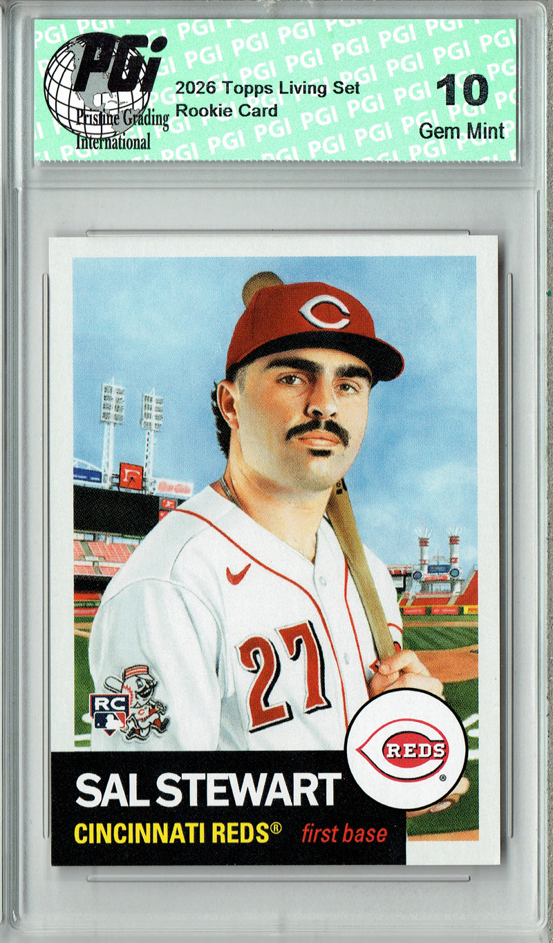 Sal Stewart Rookie Card Cincinnati Reds Baseball Trading Card 2026 Topps Living Set #922 PGI 10 Gem Mint