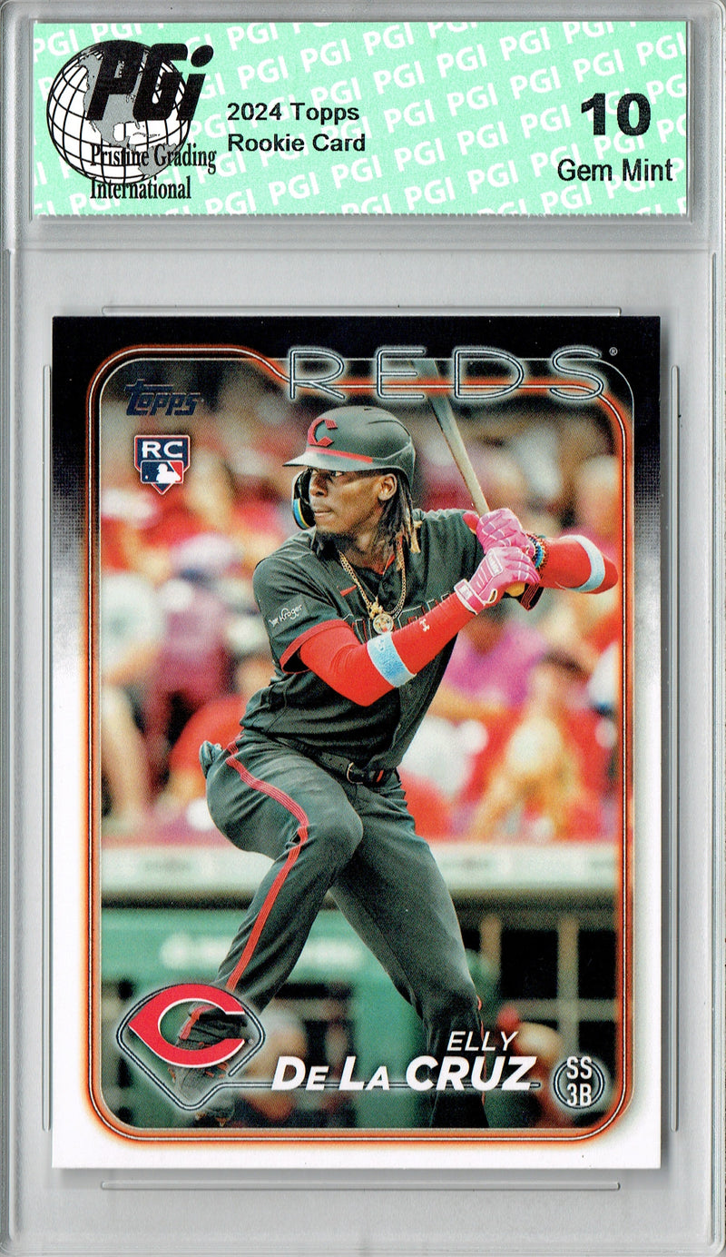 Elly De La Cruz Rookie Card Cincinnati Reds Baseball Trading Card 2024 Topps #141 PGI 10 Gem Mint
