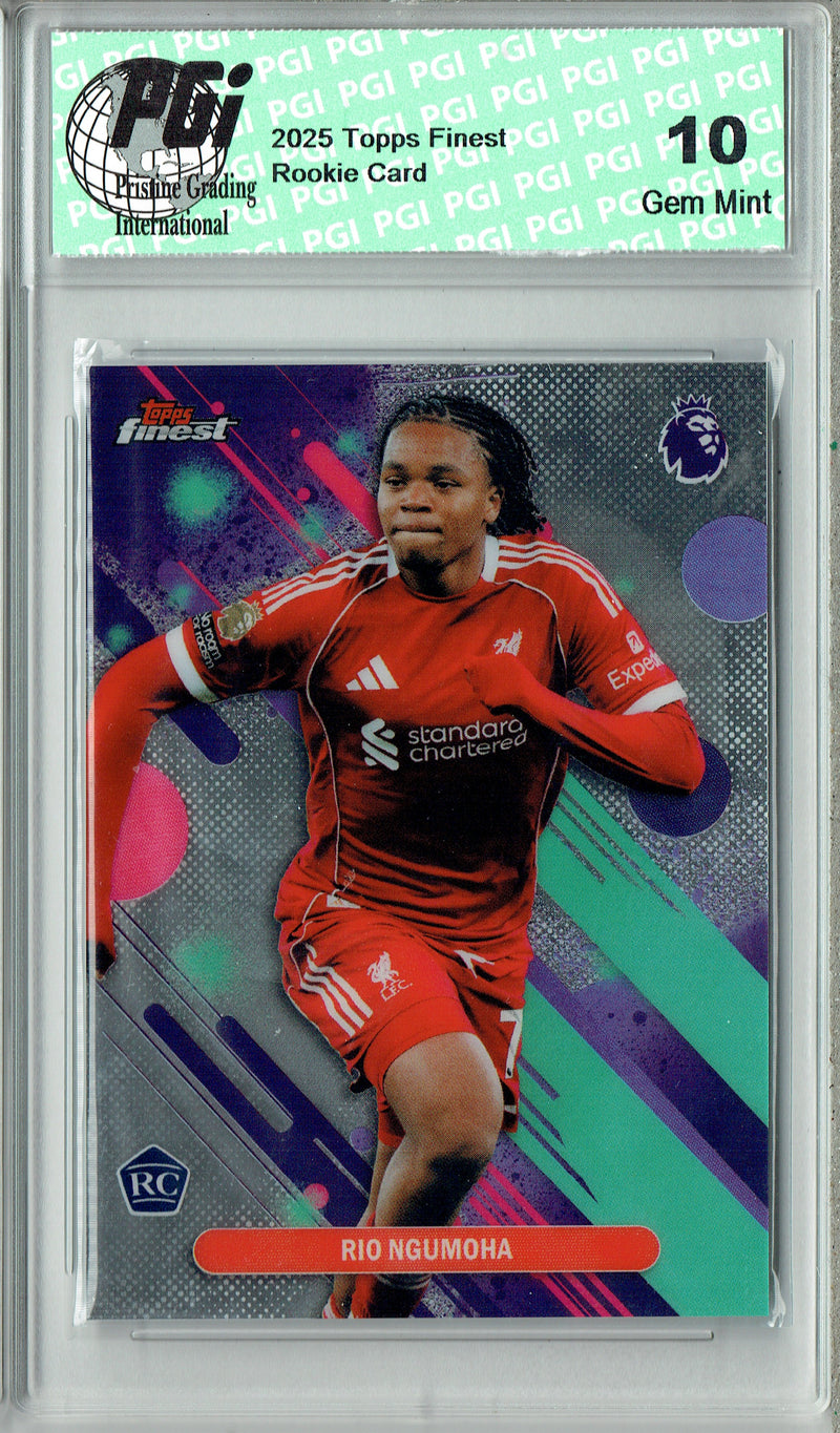 Rio Ngumoha Rookie Card Liverpool Soccer Trading Card 2026 Topps Finest #55 PGI 10 Gem Mint