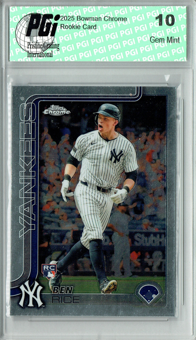 Ben Rice 2025 Topps Chrome #139c Rookie Card PGI 10 Gem Mint New York Yankees Pro Baseball Trading Card
