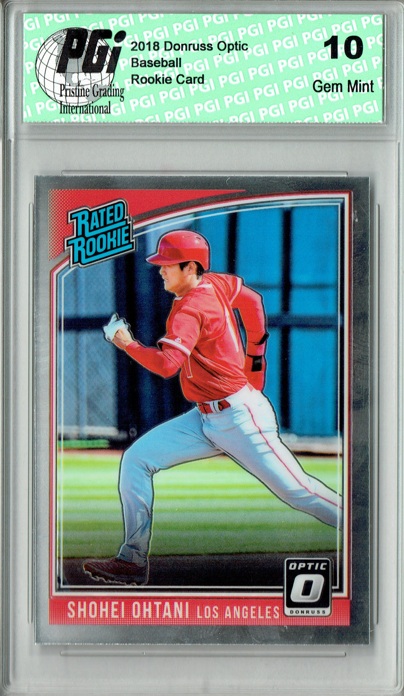 Shohei Ohtani Rare Rookie Card 2018 Donruss Optic #56 Running Pro Baseball Trading Card PGI 10 Gem Mint