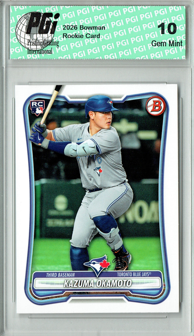 Kazuma Okamoto Rookie Card 2026 Bowman #28 Toronto Blue Jays PGI 10 Gem Mint