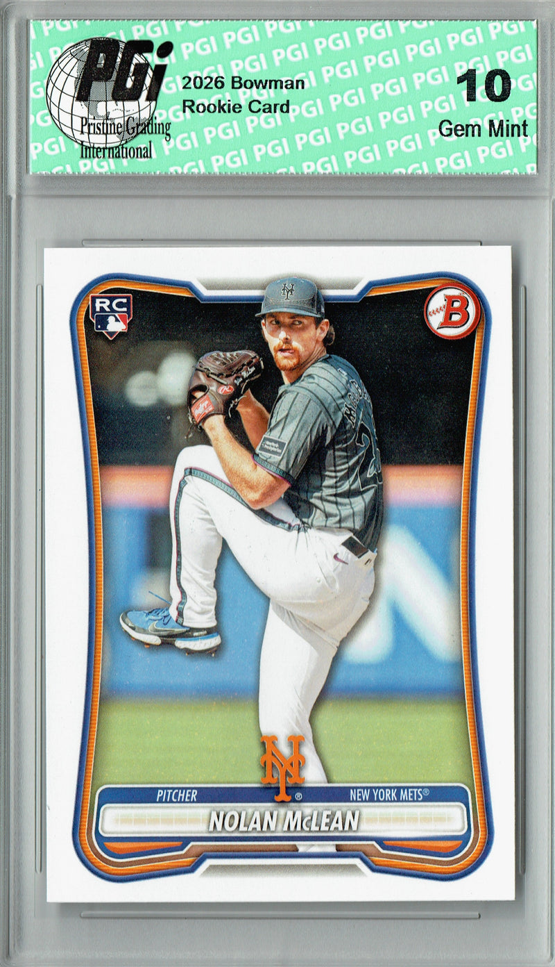 Nolan McLean Rookie Card 2026 Bowman #85 New York Mets PGI 10 Gem Mint