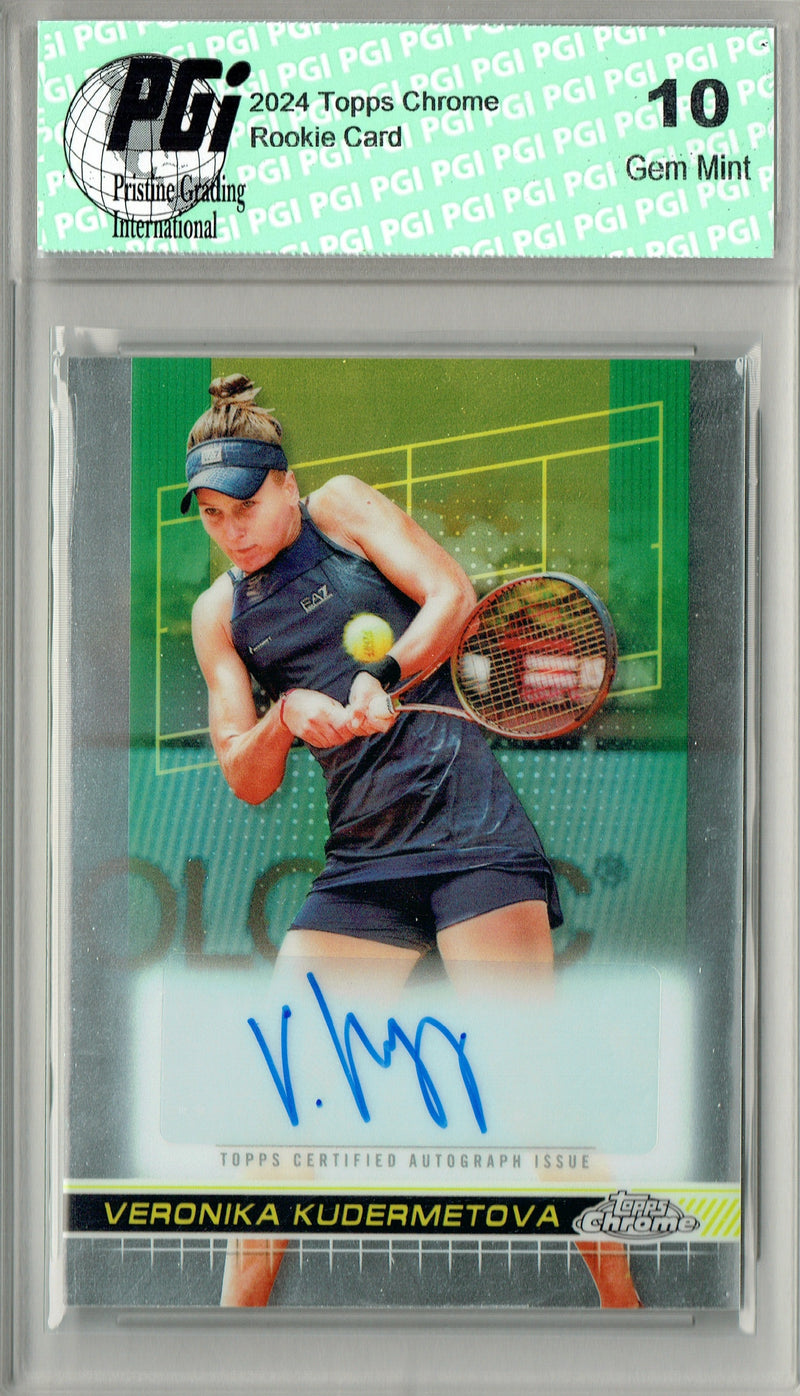 Veronika Kudermetova 2025 Topps Chrome #TCA-VKA Auto Rare Trading Card PGI 10 Gem Mint