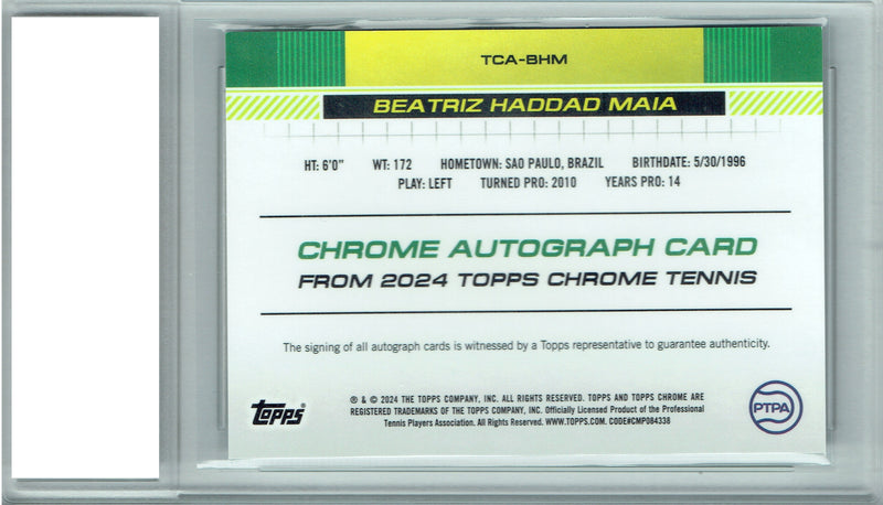 Certified Mint+ Beatriz Haddad Maia 2024 Topps Chrome #TCA-BHM Auto Rare Trading Card Brazil