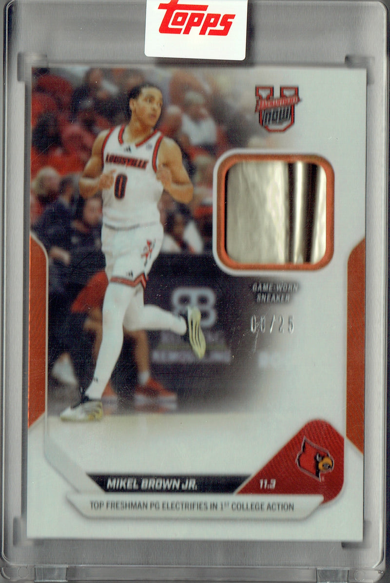Mint Mikel Brown Jr. Rookie Card 2025 Bowman University Now #5A Orange Game Worn Shoe #8/25 Louisville