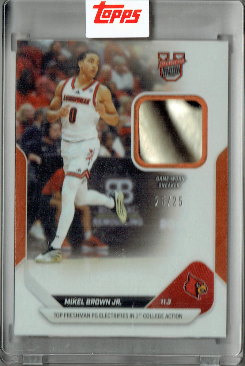 Mint Mikel Brown Jr. Rookie Card 2025 Bowman University Now #5A Orange Game Worn Shoe #25/25 Louisville