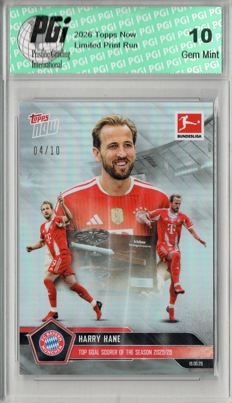 Harry Kane 2026 Topps Now #294 Silver Foil #4/10 Made Rare Trading Card PGI 10 Gem Mint
