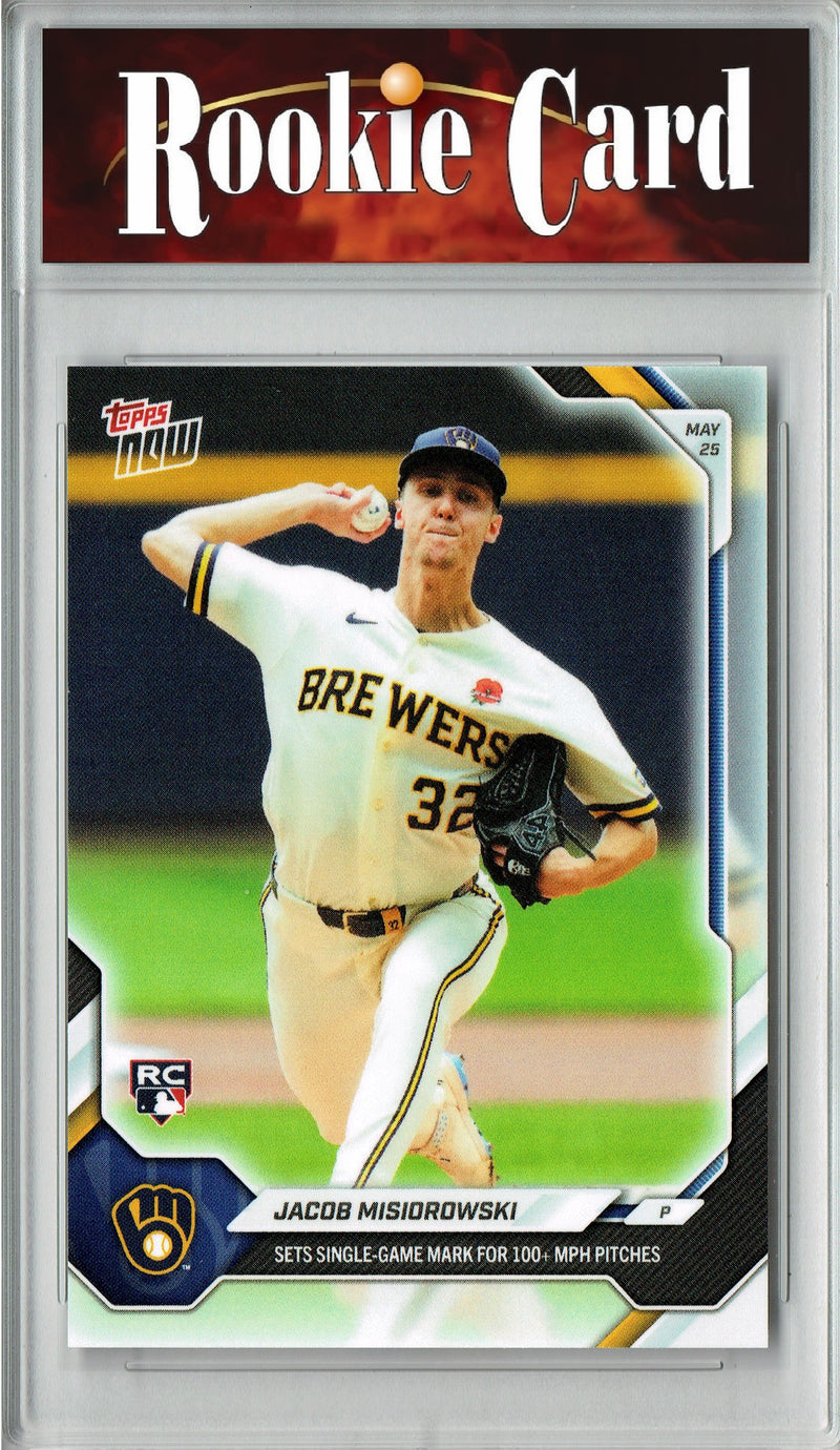 Jacob Misiorowski Rookie Card 2026 Topps Now #244 100 MPH Pitches, Certified Mint+ Condition, Milwaukee Brewers Baseball