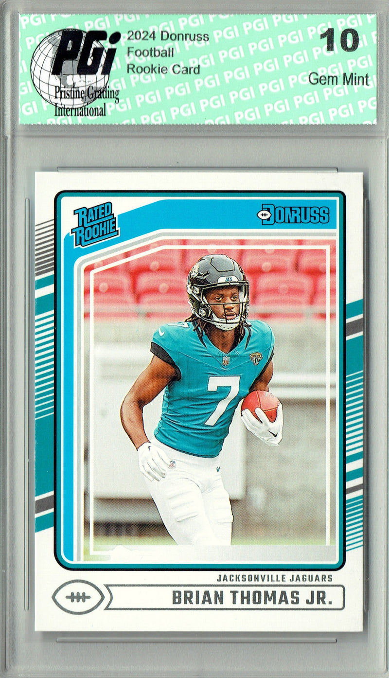 Brian Thomas Rookie Card 2024 Donruss Football #313 Rated, PGI 10, Jacksonville Jaguars Football