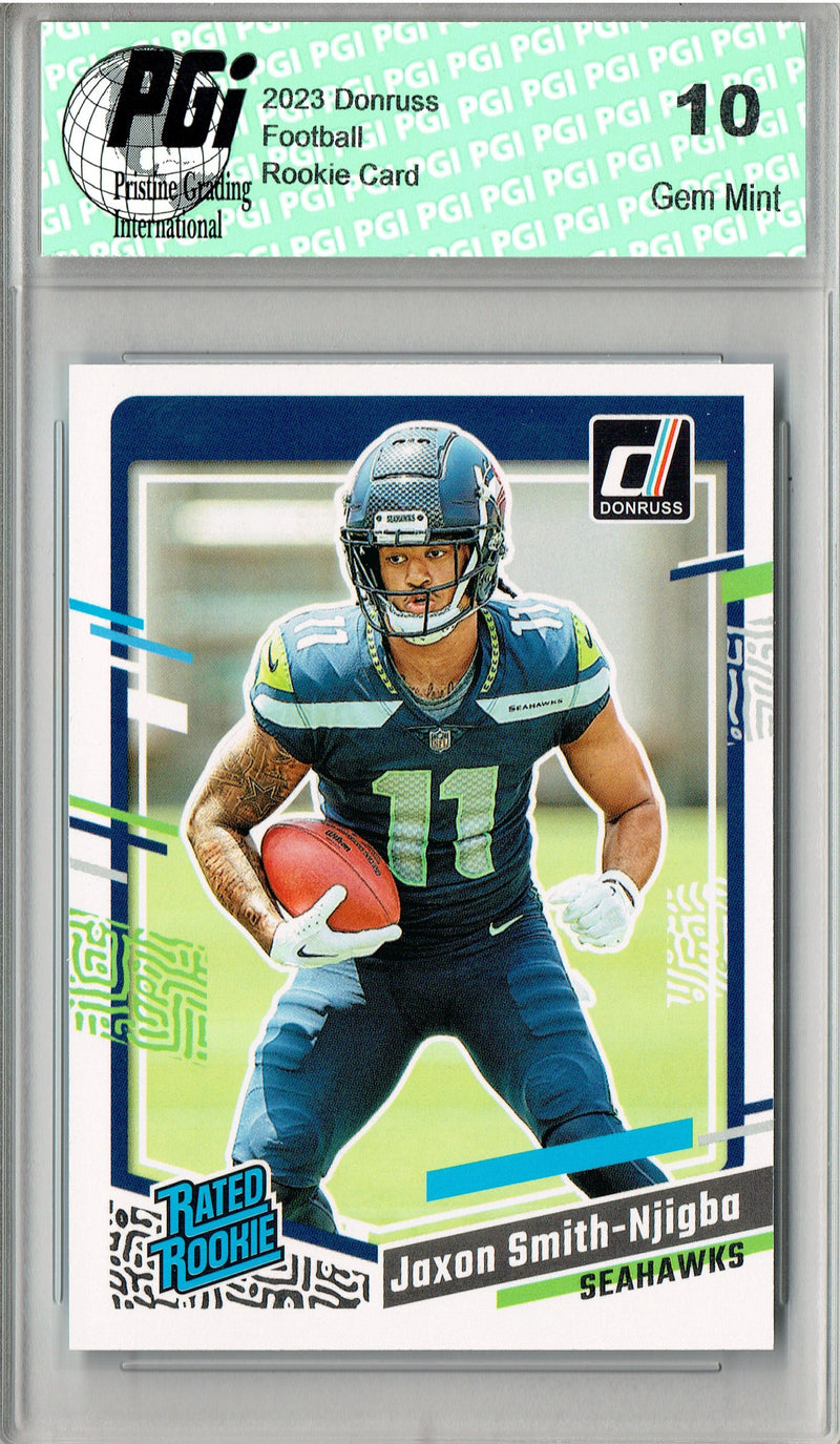 Jaxson Smith-Nigba Rookie Card 2023 Donruss Football #390 Rated, PGI 10, Seattle Seahawks Football