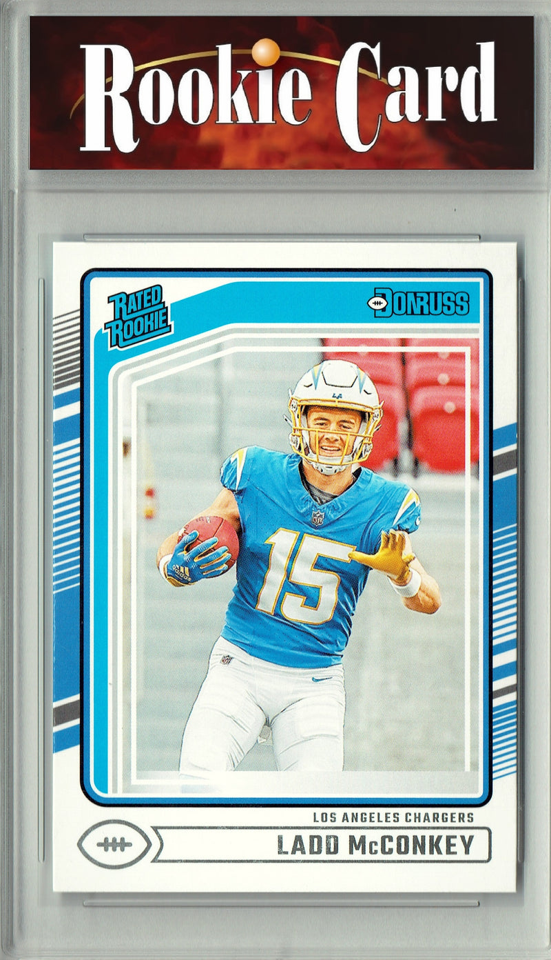 Ladd McConkey Rookie Card 2024 Donruss Football #328 Rated, Certified Mint+ Condition, Los Angeles Chargers Football