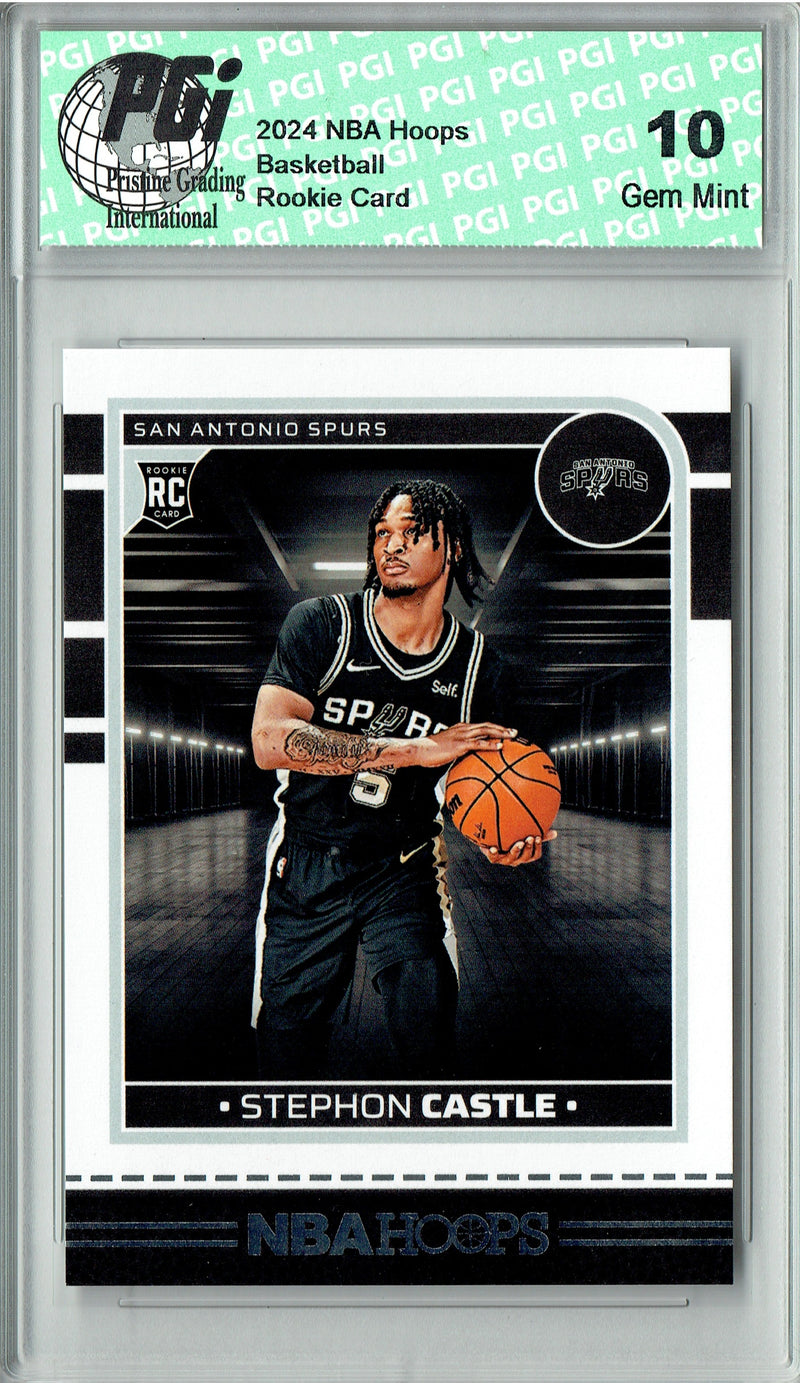 Stephon Castle Rookie Card 2024 NBA Hoops #234, PGI 10, San Antonio Spurs Basketball