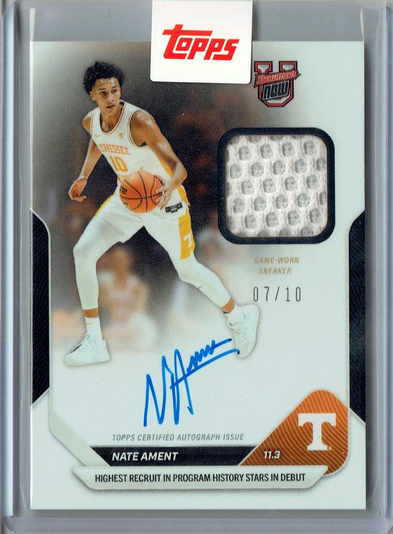Mint Nate Ament 2025 Bowman University Now #3 Auto/Sneaker Auto 7/10 Rookie Card