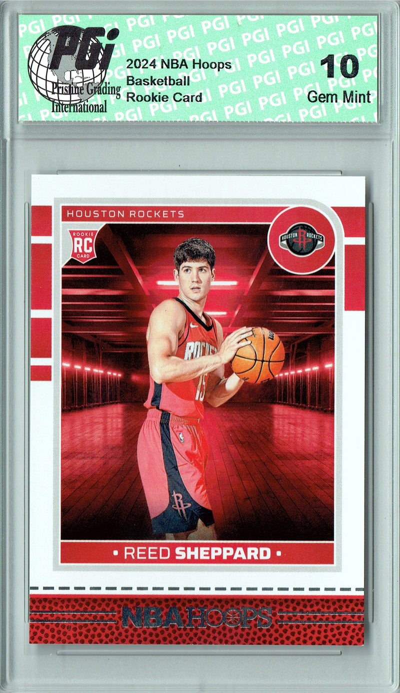 Reed Sheppard Rookie Card 2024 NBA Hoops #233, PGI 10, Houston Rockets Basketball