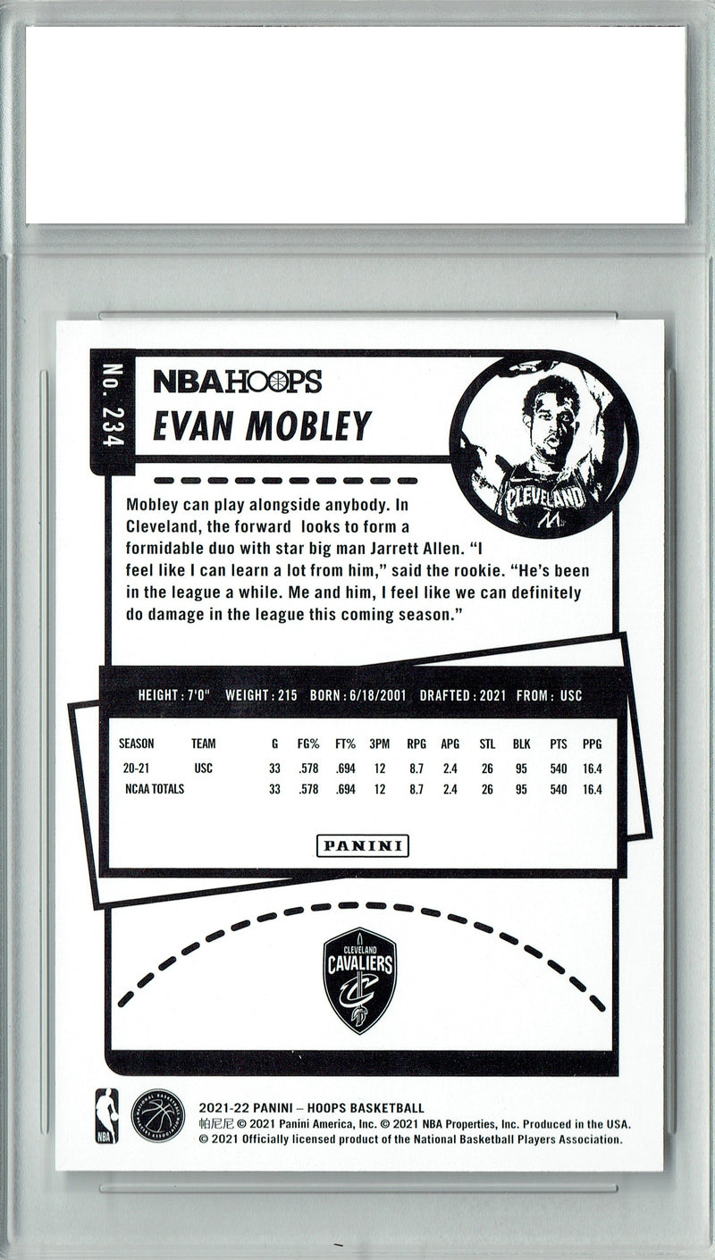 Evan Mobley Rookie Card 2021 NBA Hoops #234, PGI 10, Cleveland Cavaliers Basketball
