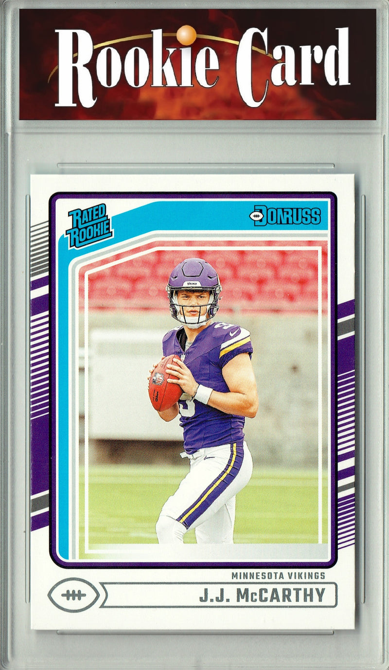 J.J. McCarthy Rookie Card 2024 Donruss Football #303, Certified Mint+ Condition, Minnesota Vikings Football