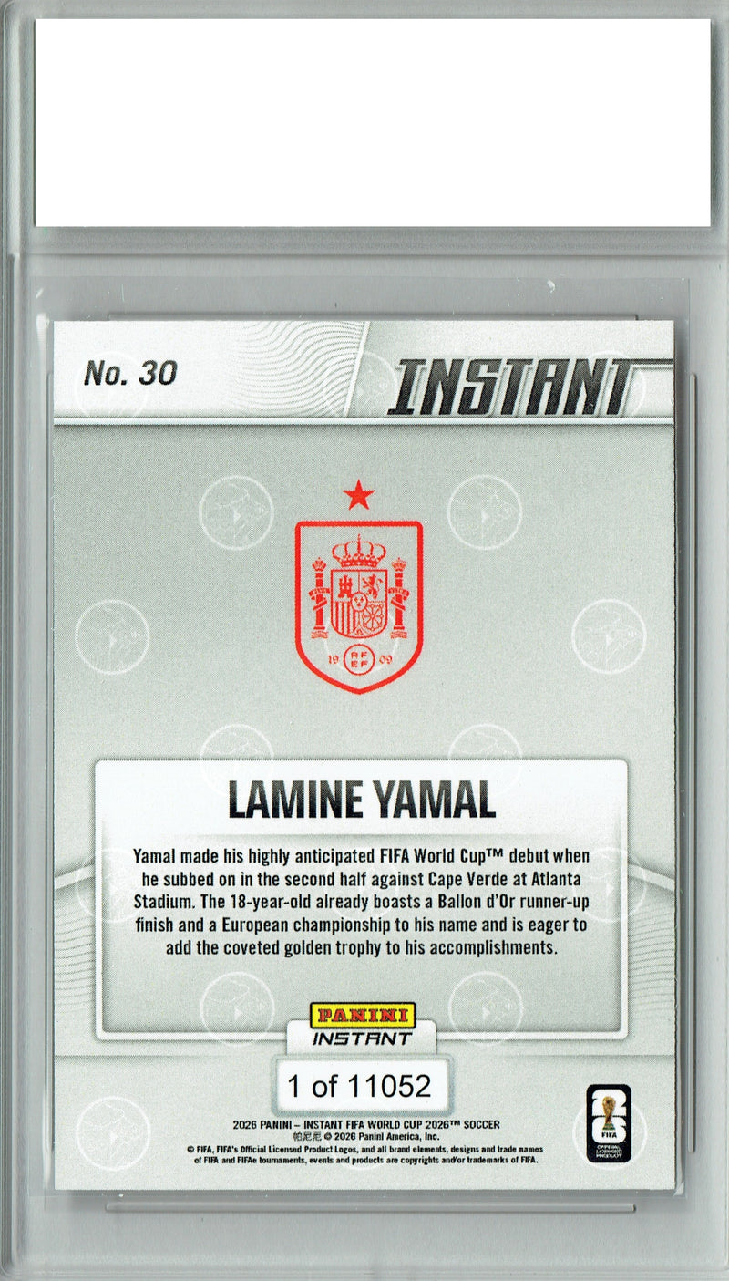 Lamine Yamal Trading Card 2026 Panini Instant #30 Struts His Stuff, PGI 10, Spain Soccer