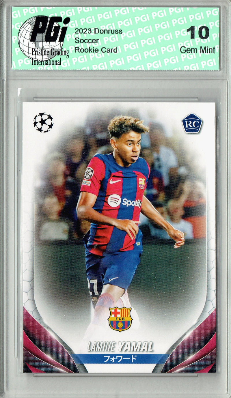 Lamine Yamal Rookie Card 2023 Topps UEFA #64 Japan, PGI 10, Barcelona Soccer